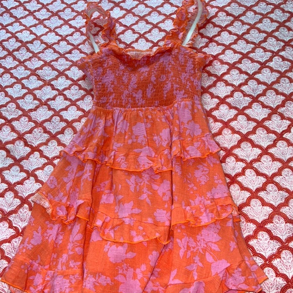 The Impeccable Pig Dresses & Skirts - The Impeccable pig pink and orange ruffle mini dress